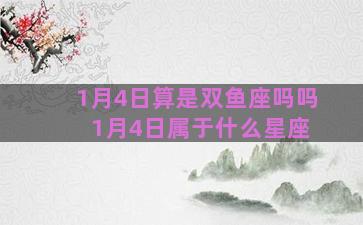 1月4日算是双鱼座吗吗 1月4日属于什么星座